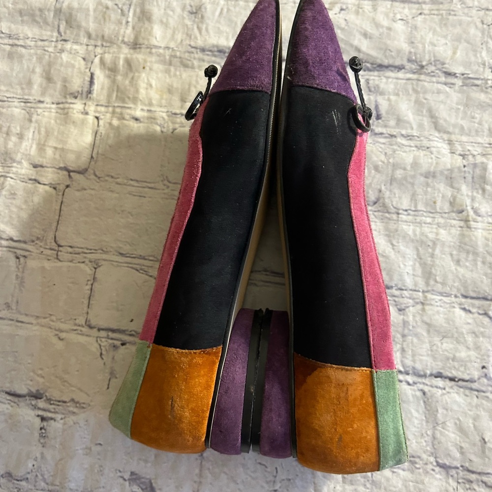 ANNIE COLOR BLOCK VTG FLATS WITH BOW TOE LEATHER SUEDE UPPERS WOMEN’S SIZE 8.5 - Picture 4 of 11